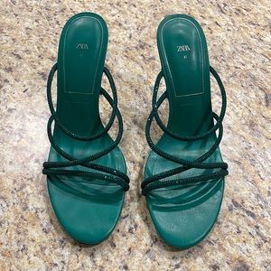 Green sparkly sandals